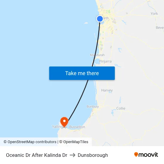 Oceanic Dr After Kalinda Dr to Dunsborough map