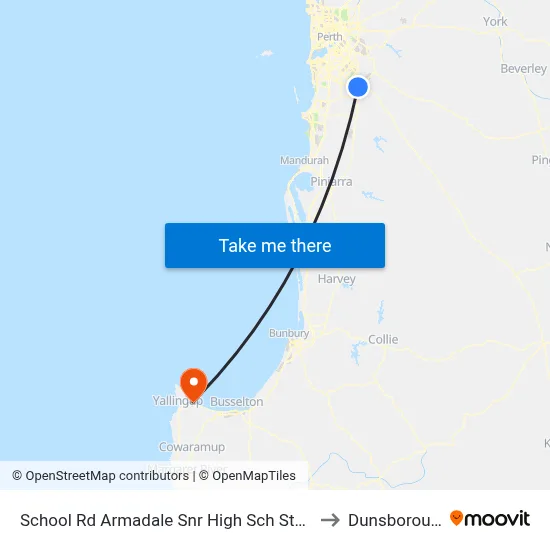 School Rd Armadale Snr High Sch Stand 2 to Dunsborough map