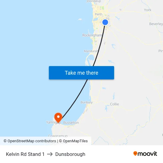 Kelvin Rd Stand 1 to Dunsborough map