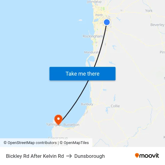 Bickley Rd After Kelvin Rd to Dunsborough map