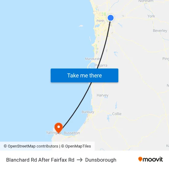 Blanchard Rd After Fairfax Rd to Dunsborough map