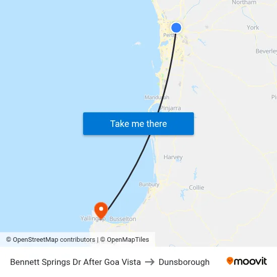 Bennett Springs Dr After Goa Vista to Dunsborough map