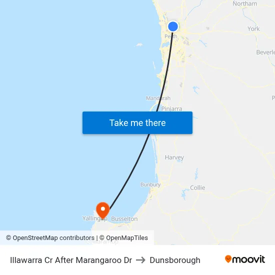 Illawarra Cr After Marangaroo Dr to Dunsborough map