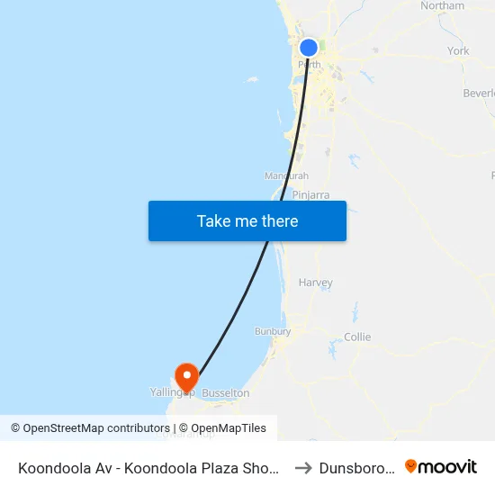Koondoola Av - Koondoola Plaza Shopping Ctr to Dunsborough map