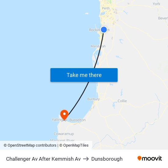 Challenger Av After Kemmish Av to Dunsborough map