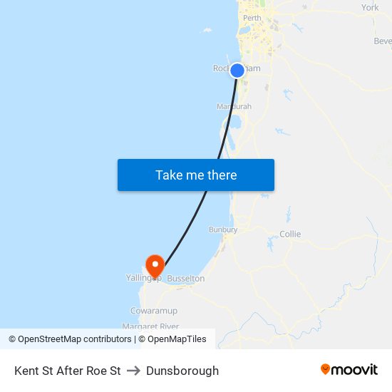 Kent St After Roe St to Dunsborough map