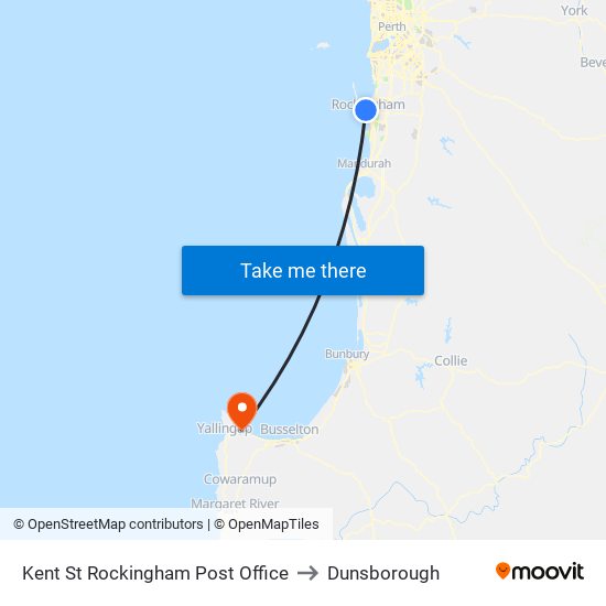 Kent St Rockingham Post Office to Dunsborough map