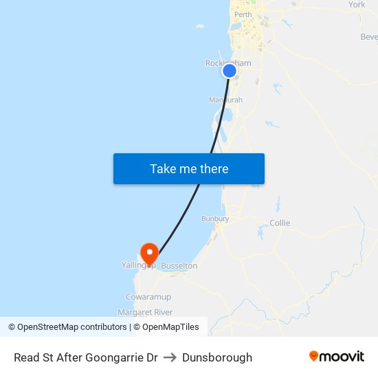 Read St After Goongarrie Dr to Dunsborough map