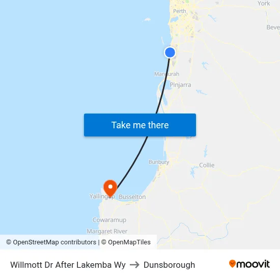 Willmott Dr After Lakemba Wy to Dunsborough map
