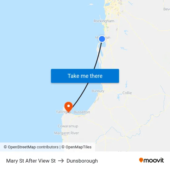 Mary St After View St to Dunsborough map