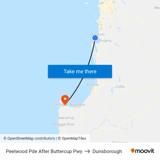 Peelwood Pde After Buttercup Pwy to Dunsborough map