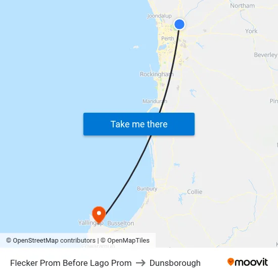 Flecker Prom Before Lago Prom to Dunsborough map