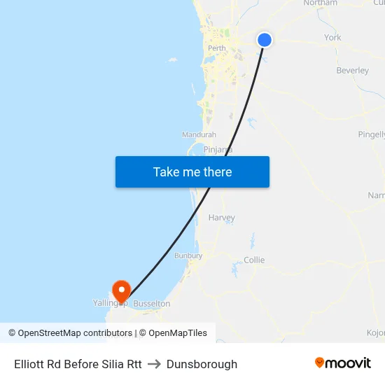 Elliott Rd Before Silia Rtt to Dunsborough map