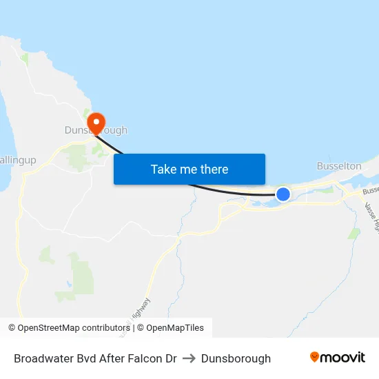 Broadwater Bvd After Falcon Dr to Dunsborough map