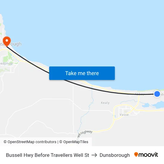 Bussell Hwy Before Travellers Well St to Dunsborough map