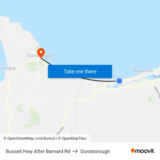 Bussell Hwy After Barnard Rd to Dunsborough map