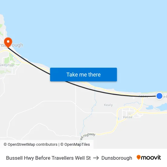 Bussell Hwy Before Travellers Well St to Dunsborough map
