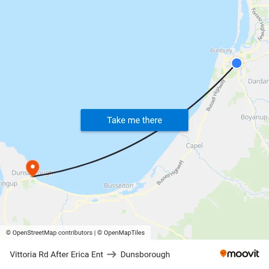 Vittoria Rd After Erica Ent to Dunsborough map