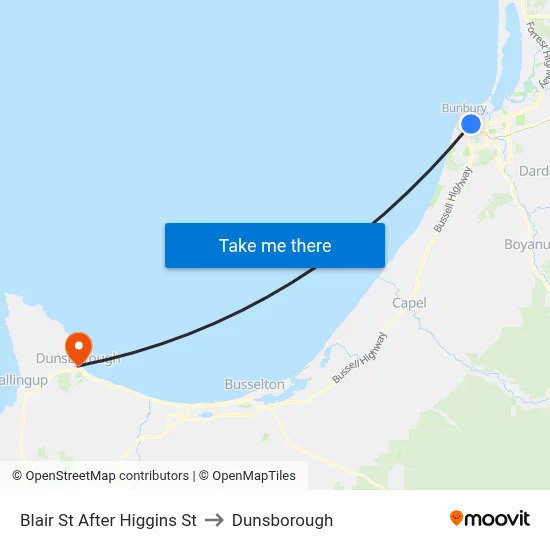Blair St After Higgins St to Dunsborough map
