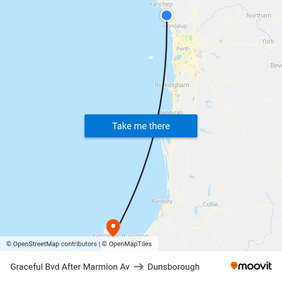 Graceful Bvd After Marmion Av to Dunsborough map