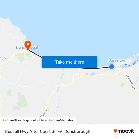 Bussell Hwy After Court St to Dunsborough map