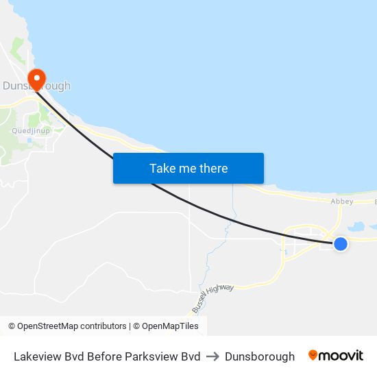 Lakeview Bvd Before Parksview Bvd to Dunsborough map