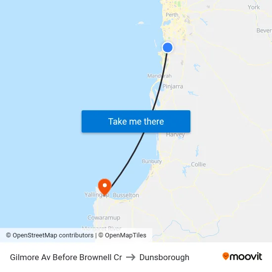 Gilmore Av Before Brownell Cr to Dunsborough map