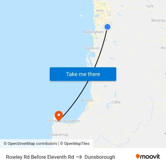 Rowley Rd Before Eleventh Rd to Dunsborough map