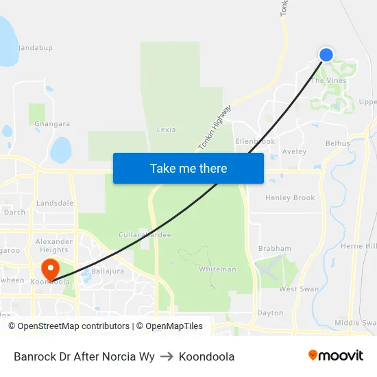 Banrock Dr After Norcia Wy to Koondoola map