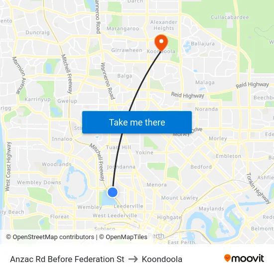 Anzac Rd Before Federation St to Koondoola map