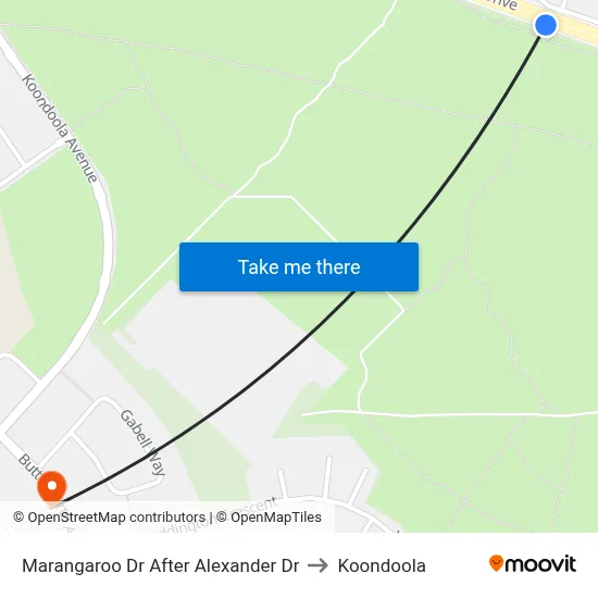 Marangaroo Dr After Alexander Dr to Koondoola map