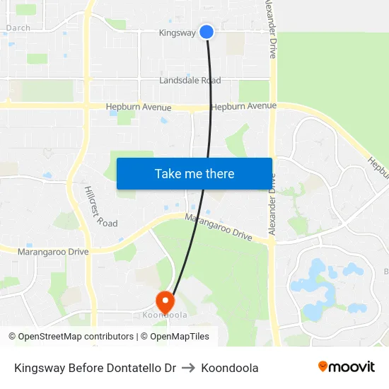 Kingsway   Before Dontatello Dr to Koondoola map