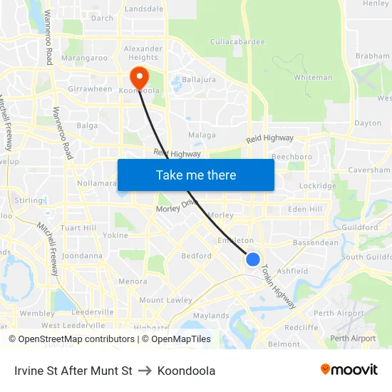 Irvine St After Munt St to Koondoola map