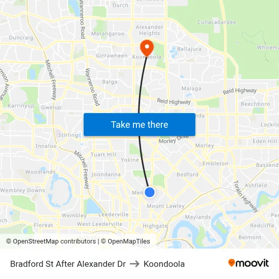 Bradford St After Alexander Dr to Koondoola map