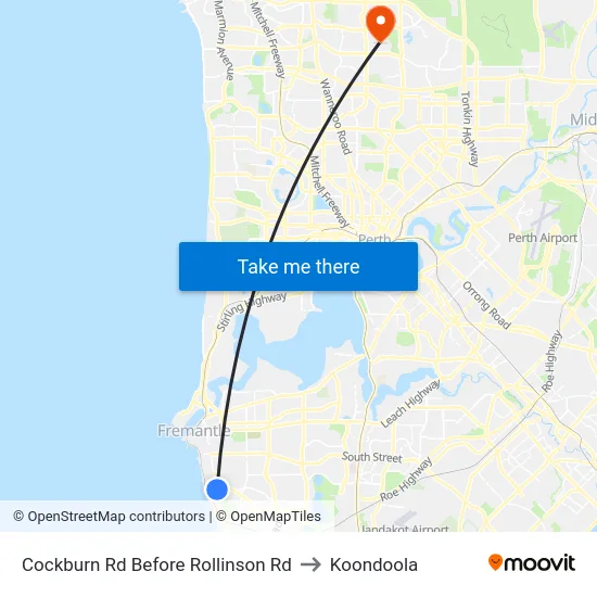 Cockburn Rd Before Rollinson Rd to Koondoola map