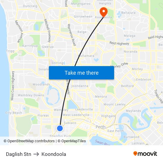 Daglish Stn to Koondoola map