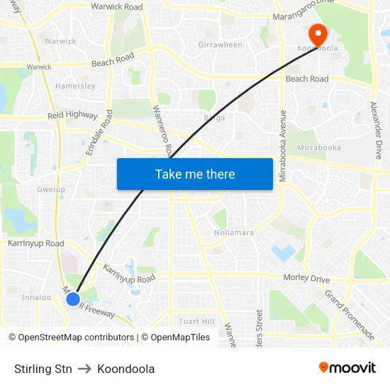 Stirling Stn to Koondoola map