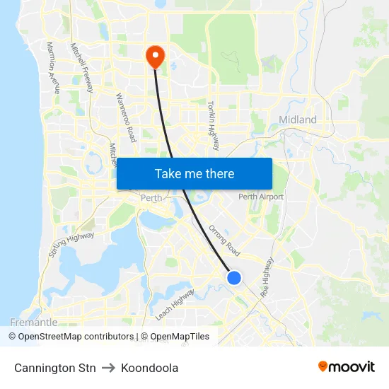 Cannington Stn to Koondoola map