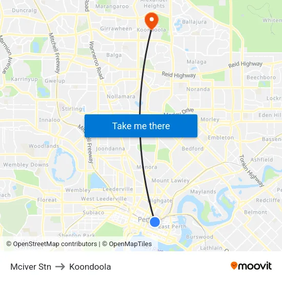 Mciver Stn to Koondoola map