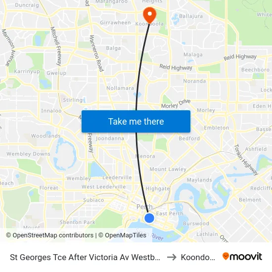 St Georges Tce After Victoria Av Westbound to Koondoola map
