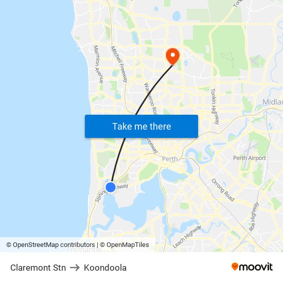 Claremont Stn to Koondoola map