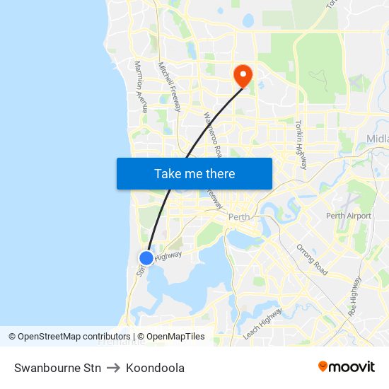 Swanbourne Stn to Koondoola map