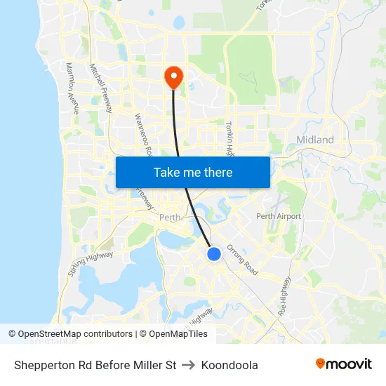 Shepperton Rd Before Miller St to Koondoola map