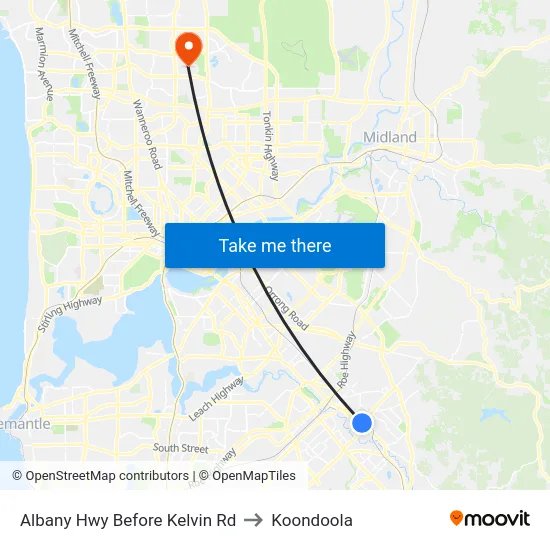 Albany Hwy Before Kelvin Rd to Koondoola map