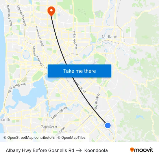 Albany Hwy Before Gosnells Rd to Koondoola map