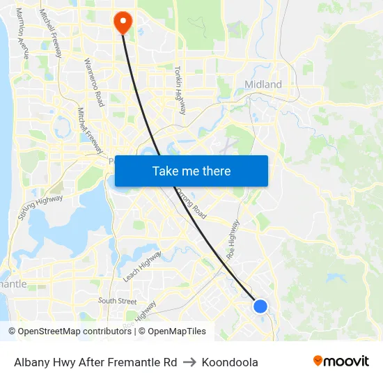 Albany Hwy After Fremantle Rd to Koondoola map