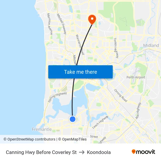Canning Hwy Before Coverley St to Koondoola map