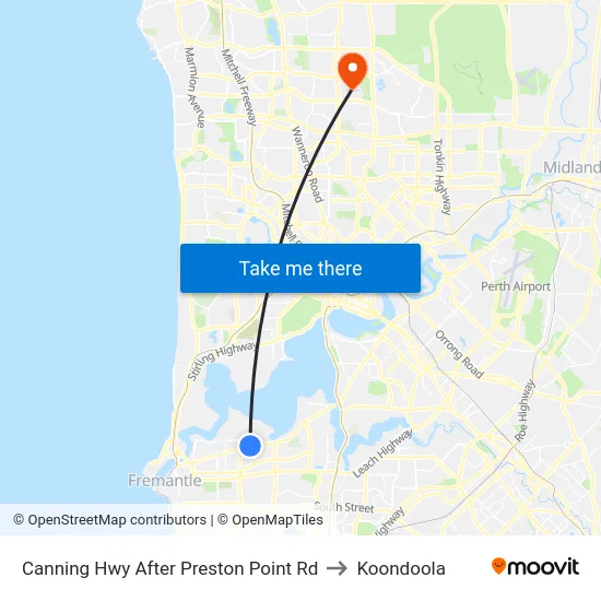 Canning Hwy After Preston Point Rd to Koondoola map
