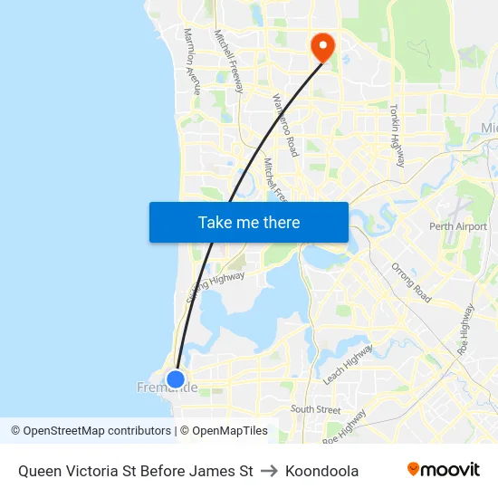Queen Victoria St Before James St to Koondoola map