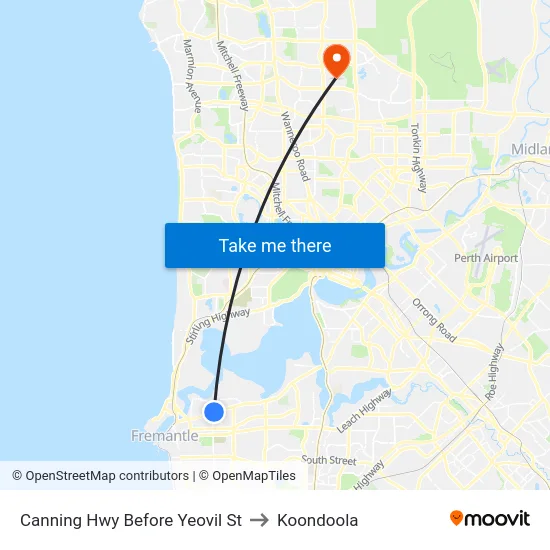 Canning Hwy Before Yeovil St to Koondoola map